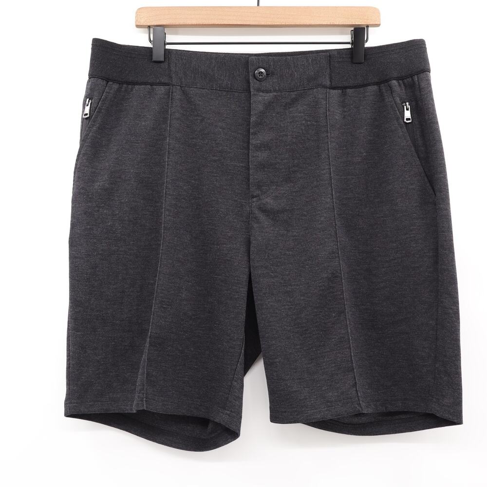 Bugatchi XL Soft Touch Heather Shorts Black Gray Flat Front Preppy Golf